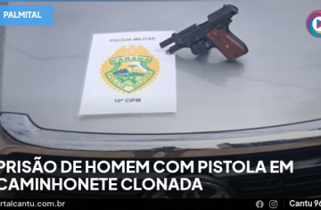Palmital - Denúncia anônima leva à prisão de homem com pistola em caminhonete clonada