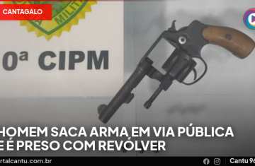 Cantagalo - Homem saca arma em via pública e é preso com revólver