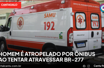 Cantagalo - Homem é atropelado por ônibus ao tentar atravessar BR-277