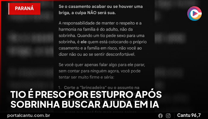 Tio é preso por estupro após sobrinha buscar ajuda em IA
