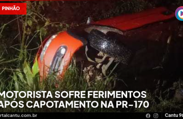 Pinhão - Motorista sofre ferimentos após capotamento na PR-170