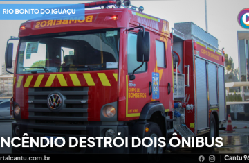 Rio Bonito do Iguaçu - Incêndio destrói dois ônibus