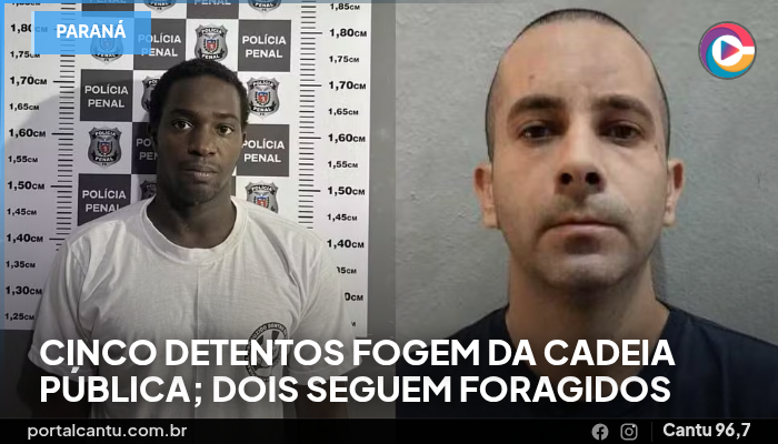 Cinco detentos fogem da cadeia pública; dois seguem foragidos