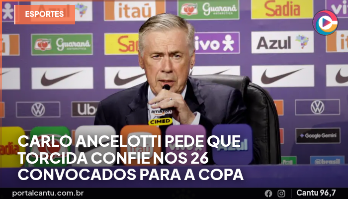 Carlo Ancelotti pede que torcida confie nos 26 convocados para a Copa