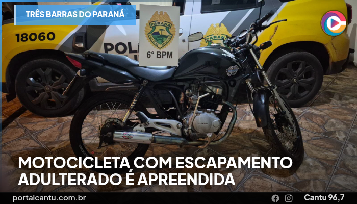 Três Barras do Paraná - Motocicleta com escapamento adulterado é apreendida