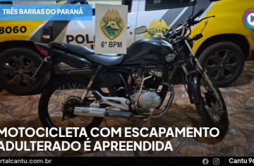Três Barras do Paraná - Motocicleta com escapamento adulterado é apreendida