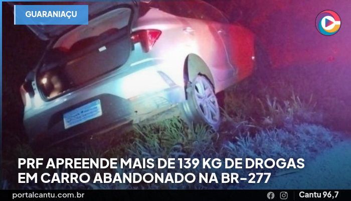 Guaraniaçu - PRF apreende mais de 139 kg de drogas em carro abandonado na BR-277