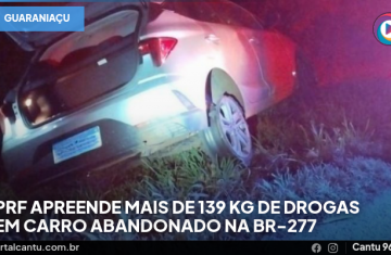 Guaraniaçu - PRF apreende mais de 139 kg de drogas em carro abandonado na BR-277