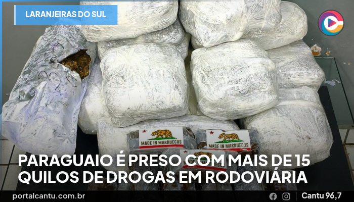 Laranjeiras do Sul - Paraguaio é preso com mais de 15 quilos de drogas em rodoviária