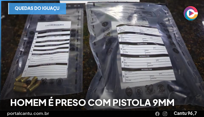 Quedas do Iguaçu - Homem é preso com pistola 9mm