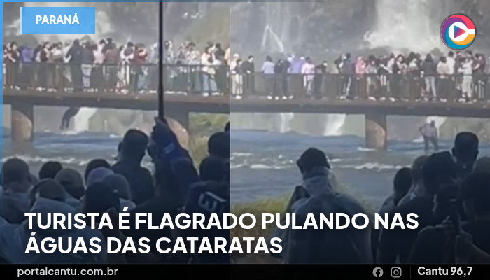 Turista é flagrado pulando nas águas das Cataratas