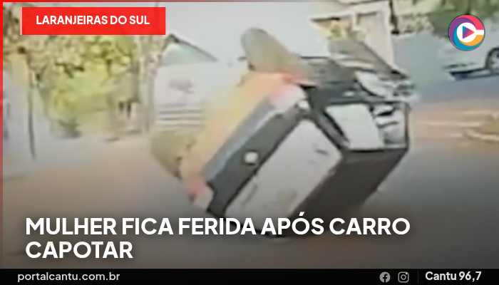 Laranjeiras do Sul - Mulher fica ferida após carro capotar 