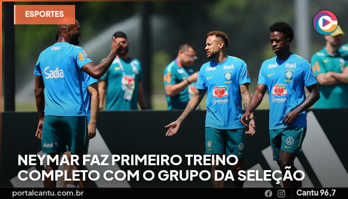 Neymar faz primeiro treino completo com o grupo da Seleção