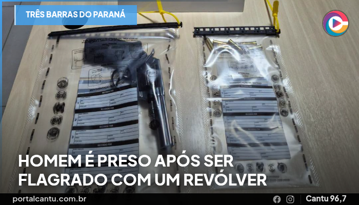 Foto: Reprodução Três Barras do Paraná - Homem é preso após ser flagrado com um revólver