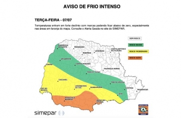 Massa de ar polar divide o Paraná semana será gelada no Sul e quente no Norte do Estado