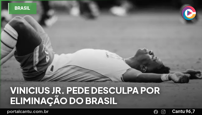 Foto: Reprodução Vinicius Jr. pede desculpa por eliminação do Brasil