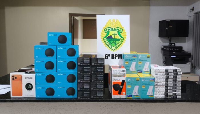 Guaraniaçu – PMPR apreende produtos de origem estrangeira em bagagem
