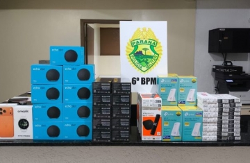 Guaraniaçu – PMPR apreende produtos de origem estrangeira em bagagem