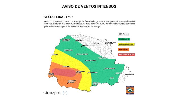 Fim de semana no Paraná será de ventos fortes e calor em pleno inverno