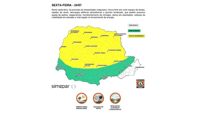 Chuva vai e volta no Paraná até domingo, mas segunda-feira volta a ter sol