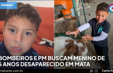 Bombeiros e PM buscam menino de 5 anos desaparecido em mata