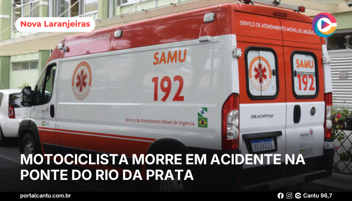 Foto: Reprodução Nova Laranjeiras - Motociclista morre em acidente na ponte do Rio da Prata