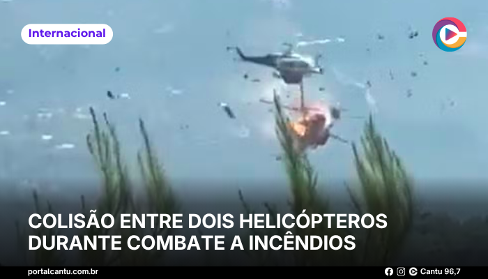 Foto: Reprodução Colisão entre dois helicópteros durante combate a incêndios