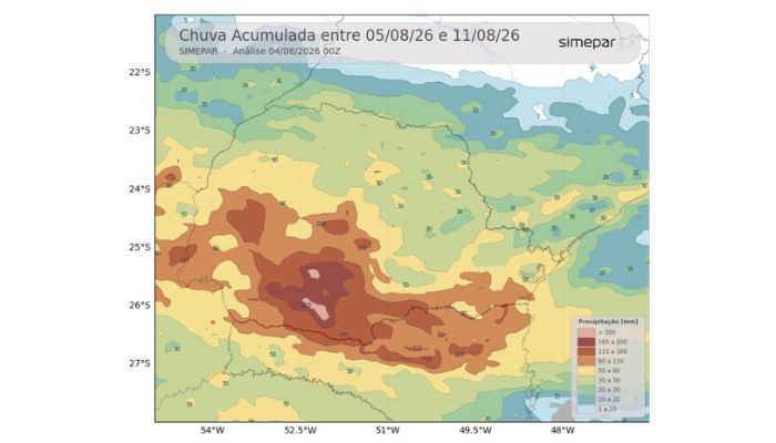Simepar e Defesa Civil alertam para risco de granizo e vendavais entre quinta e sexta