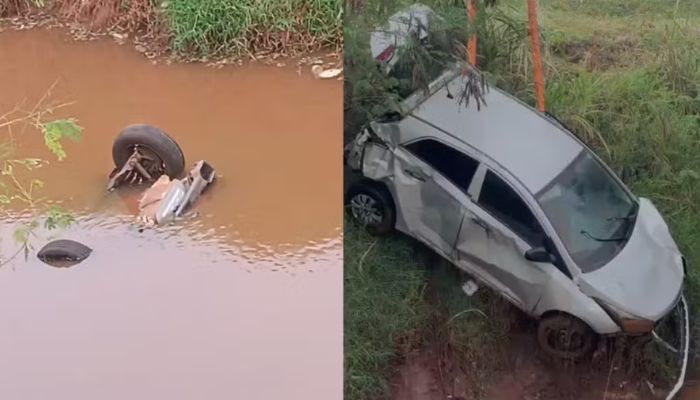 Pedestre vê roda para fora da água, e bombeiros encontram três mulheres mortas em carro submerso em canal do Paraná