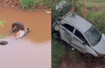 Pedestre vê roda para fora da água, e bombeiros encontram três mulheres mortas em carro submerso em canal do Paraná