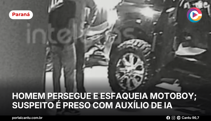 Foto: Reprodução Homem persegue e esfaqueia motoboy; Suspeito é preso com auxílio de IA