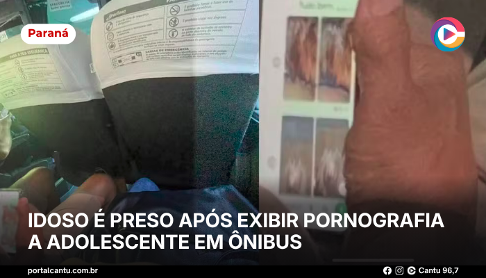 Idoso é preso após exibir pornografia a adolescente em ônibus