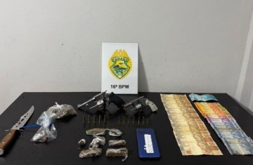 Pinhão - ROTAM apreende drogas, armas e munições durante abordagem