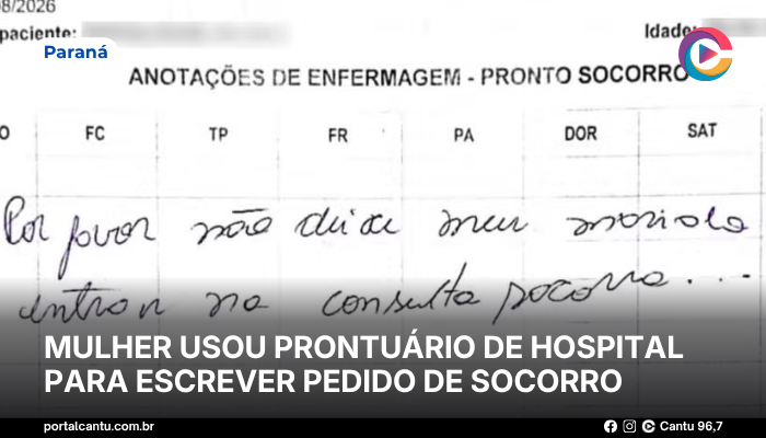 Foto: Reprodução Mulher usou prontuário de hospital para escrever pedido de socorro