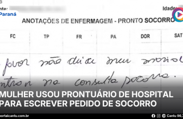 Mulher usou prontuário de hospital para escrever pedido de socorro