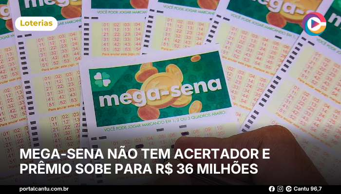 Foto: Reprodução Mega-Sena não tem acertador e prêmio sobe para R$ 36 milhões
