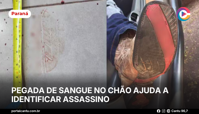 Foto: PM-PR Pegada de sangue no chão ajuda a identificar assassino