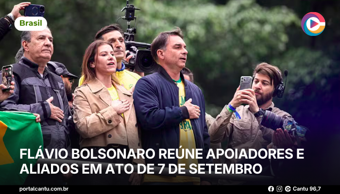 Foto: Reprodução Flávio Bolsonaro reúne apoiadores e aliados em ato de 7 de Setembro