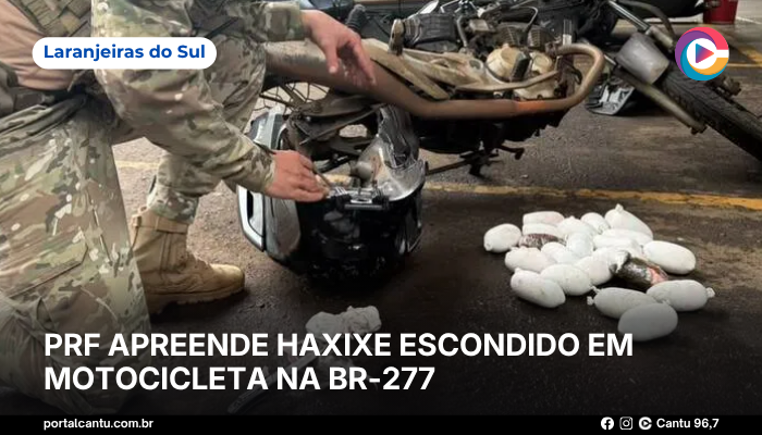 Laranjeiras do Sul - PRF apreende haxixe escondido em motocicleta na BR-277