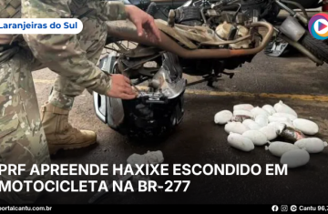 Laranjeiras do Sul - PRF apreende haxixe escondido em motocicleta na BR-277