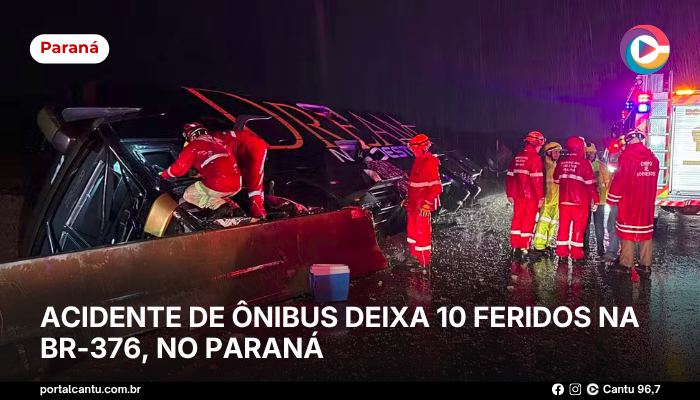 Foto: Reprodução Acidente de ônibus deixa 10 feridos na BR-376, no Paraná