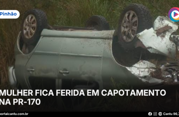 Pinhão - Mulher fica ferida em capotamento na PR-170