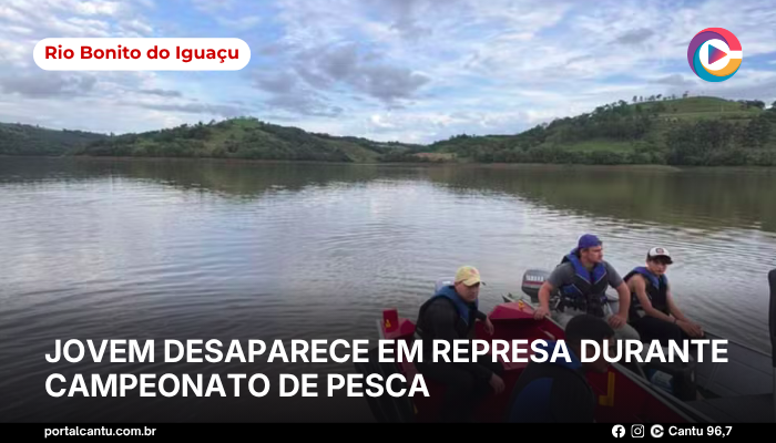 Foto: Corpo de Bombeiros Rio Bonito do Iguaçu - Jovem desaparece em represa durante campeonato de pesca