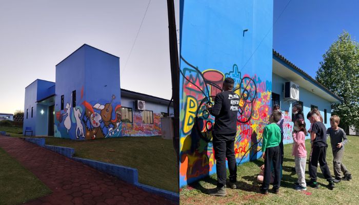 Campo Bonito - Casa da Arte recebe oficina de grafite em parceria com a Itaipu e Convênio Linha Ecológica