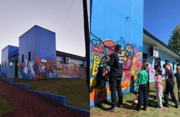 Campo Bonito - Casa da Arte recebe oficina de grafite em parceria com a Itaipu e Convênio Linha Ecológica