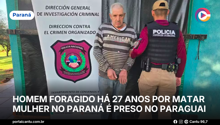 Foto: Polícia Nacional do Paraguai Homem foragido há 27 anos por matar mulher no Paraná é preso no Paraguai