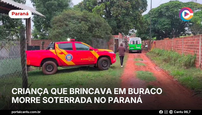 Foto: Reprodução Criança que brincava em buraco morre soterrada no Paraná