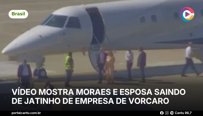 Foto: Reprodução Vídeo mostra Moraes e esposa saindo de jatinho de empresa de Vorcaro