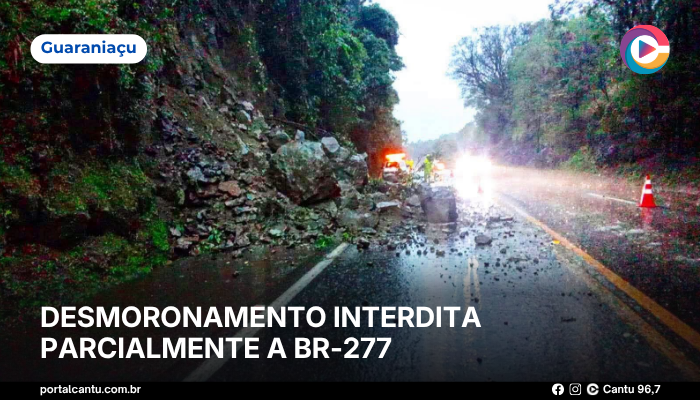 Guaraniaçu - Desmoronamento interdita parcialmente a BR-277