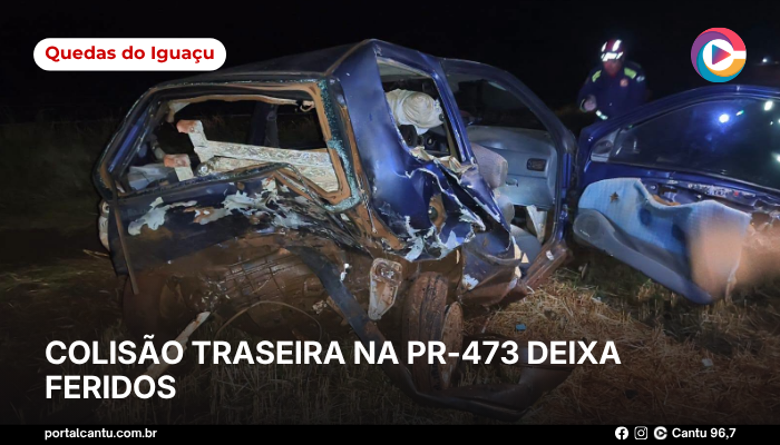 Quedas do Iguaçu - Colisão traseira na PR-473 deixa feridos